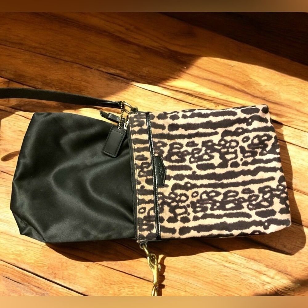 Leopard Print Crossbody Bag with Coin Pouch - Brown/Black - Picture 13 of 14